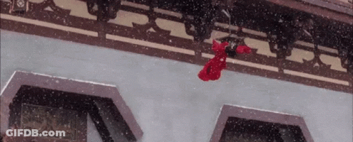 Person In Red Robe Flying GIF