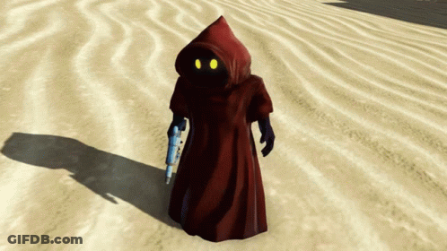 Person In Red Robe With Hood And Yellow Eyes GIF