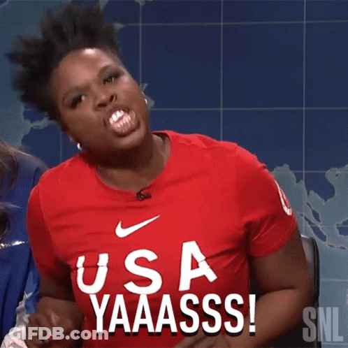 Person In Red Shirt Saying USA Yaaassss GIF