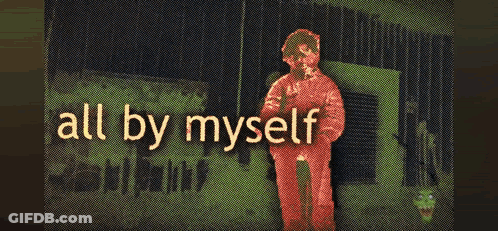Person In Red Suit Saying All By Myself GIF