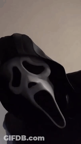 Person In Scream Mask And Black Hood GIF