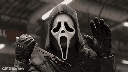 Person In Scream Mask Holding Bloody Knife GIF
