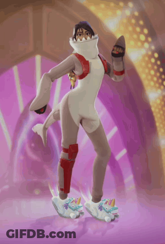 Person In Shark Costume Dancing In Pink Room GIF