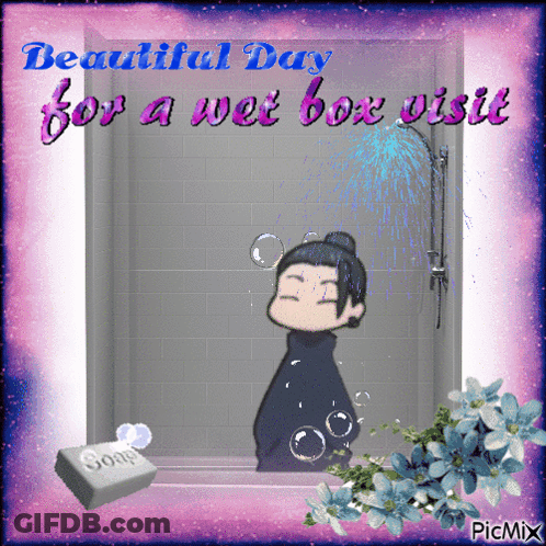 Person In Shower Saying Beautiful Day For Wet Box Visit GIF
