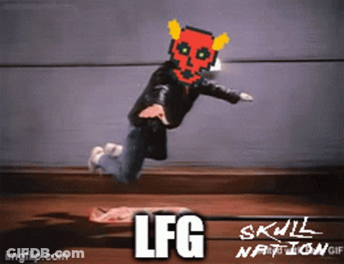 Person In Skull Mask Jumping LFG GIF