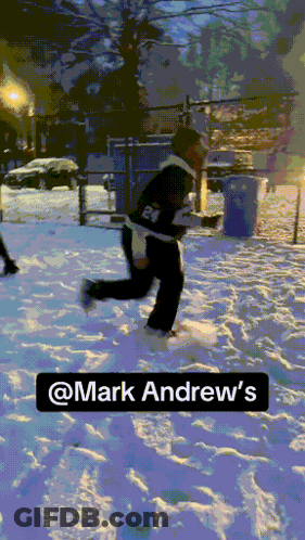 Person In Snow With Name Mark Andrew GIF