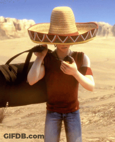 Person In Sombrero Holding Black Bag GIF