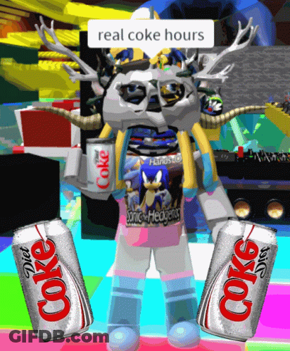 Person In Sonic Shirt Holding Diet Coke GIF