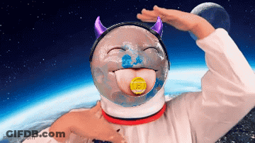 Person In Spacesuit With Coin Saying E GIF