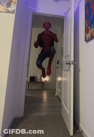 Person In Spiderman Costume Running GIF