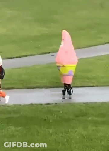 Person In SpongeBob Costume Walking GIF