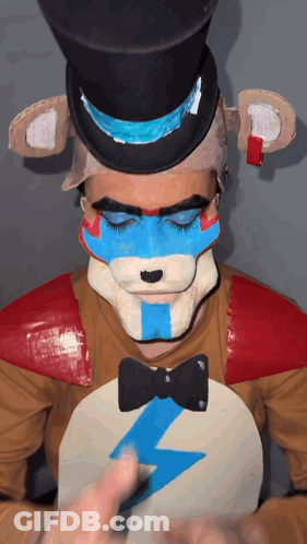 Person In Teddy Bear Costume With Lightning Bolt GIF