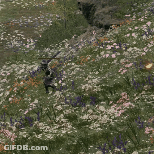 Person In Video Game Standing In Flowers Says Hostile Enemy Sir Willingham GIF