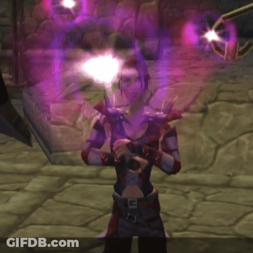 Person In Video Game With Purple Light From Head GIF