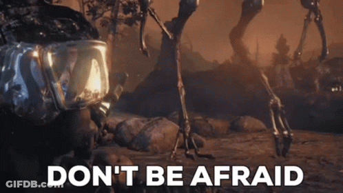Person In VR Headset Don't Be Afraid Skeletons GIF