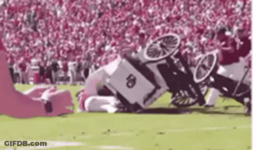 Person In Wheelchair Falling On Field GIF