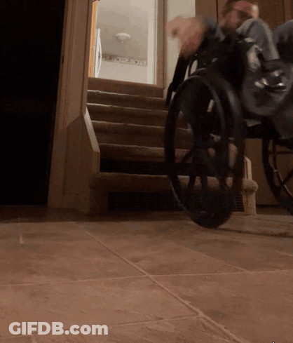 Person In Wheelchair Going Up Stairs GIF