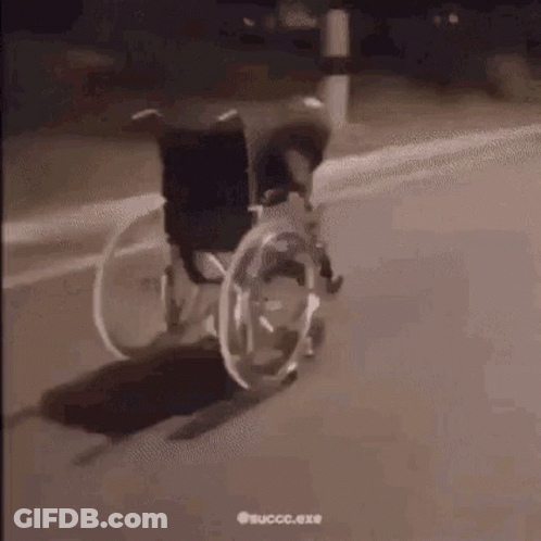 Person In Wheelchair Riding Skateboard At Night GIF