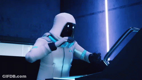 Person In White Hoodie In Front Of Machine GIF