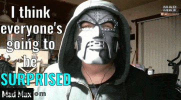 Person In White Mask With Mustache And Eyebrows GIF