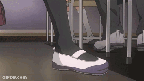 Person In White Shoes With Blue Sole GIF