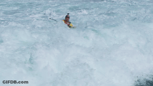 Person In Yellow Kayak With Paddle GIF