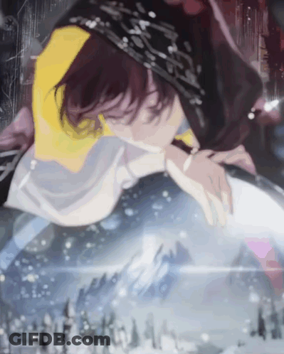 Person In Yellow Shirt With Snowy Scene GIF