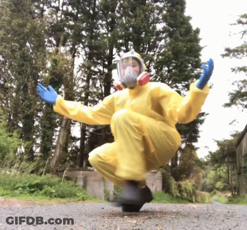 Person In Yellow Suit Jumping In Air GIF