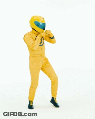 Person In Yellow Suit With Helmet Saying No Push GIF