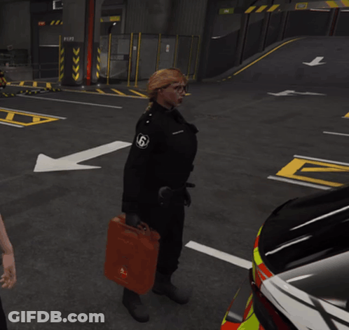 Person Jumping Over Car With Fuel Sign GIF