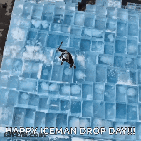 Person Jumping Over Ice Block Happy Iceman Drop Day GIF