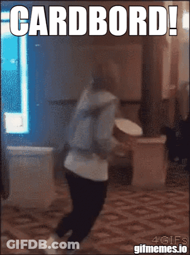 Person Jumping With Cardbord In Background GIF