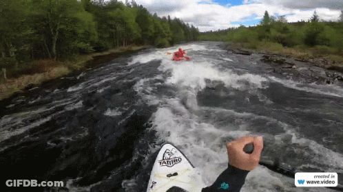 Person Kayaking On River GIF