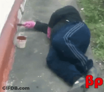Person Kneeling Painting Wall GIF