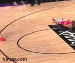 Person Laying On Basketball Court With Xfinity GIF