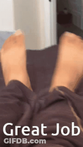 Person Laying On Bed Feet Up Saying Great Job GIF