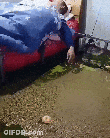 Person Laying On Bed In Puddle Of Water GIF