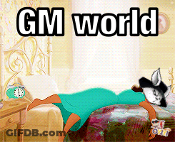 Person Laying On Bed With Gm World GIF