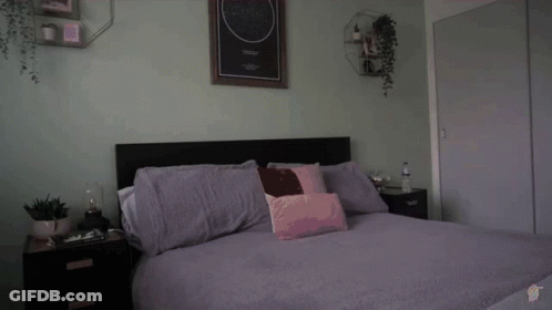 Person Laying On Bed With Starry Night Picture GIF