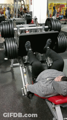 Person Laying On Bench With Leg Press Machine GIF