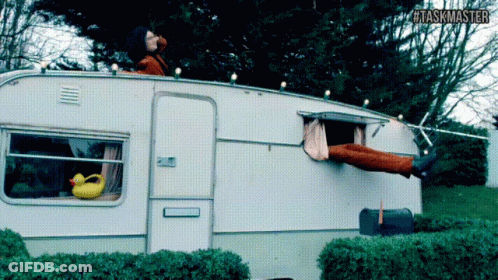 Person Laying On Camper #Taskmaster GIF