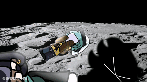 Person Laying On Moon With Clock Shadow GIF