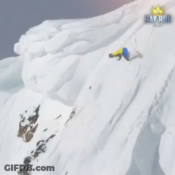 Person Laying On Snow Slope With Ray Rod Edit Logo GIF