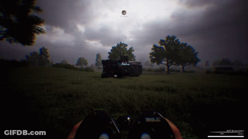 Person Looking Through Binoculars In Field Saying Atmosphere GIF