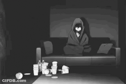 Person Lying On Couch In Dark Room GIF
