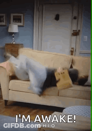 Person Lying On Couch Saying Im Awake GIF