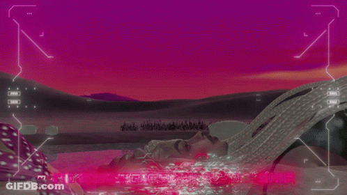 Person Lying On Ground With Purple Sky GIF