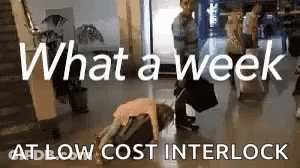 Person Lying On Suitcase Saying What A Week GIF