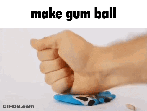 Person Making Gumball With Fist GIF