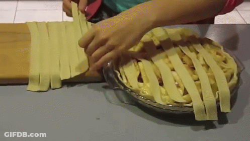 Person Making Pie With Pastry Strips GIF